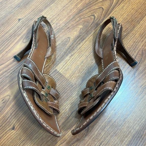 Celine Leather Sandals Woven Detail Brown Sz 38.5 B / US 8.5 B - Picture 9 of 12